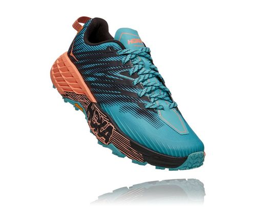 Hoka One One Dame Speedgoat 4 Trail Løpesko Aquarelle/Cantaloupe Norge-40HPX